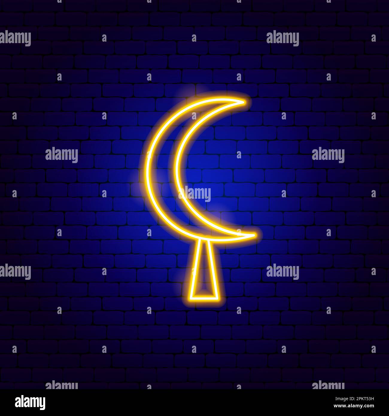 Islamic Moon Neon Sign Stock Vector