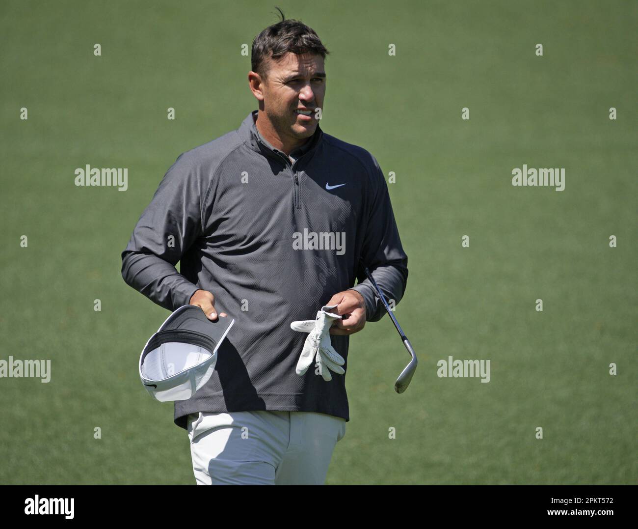 Augusta, United States. 09th Apr, 2023. Leader Brooks Koepka walks to