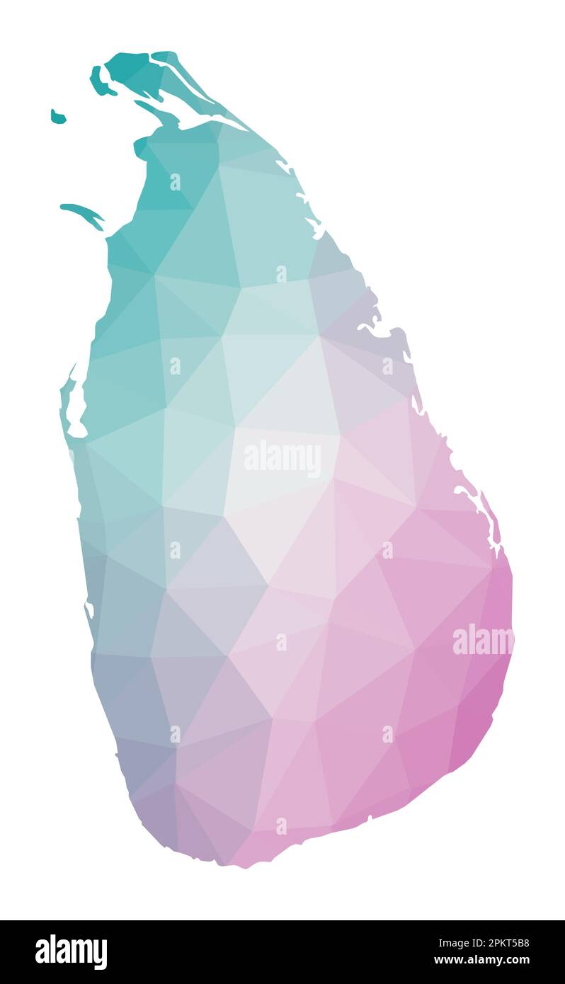 Polygonal map of Sri Lanka. Geometric illustration of the country in
