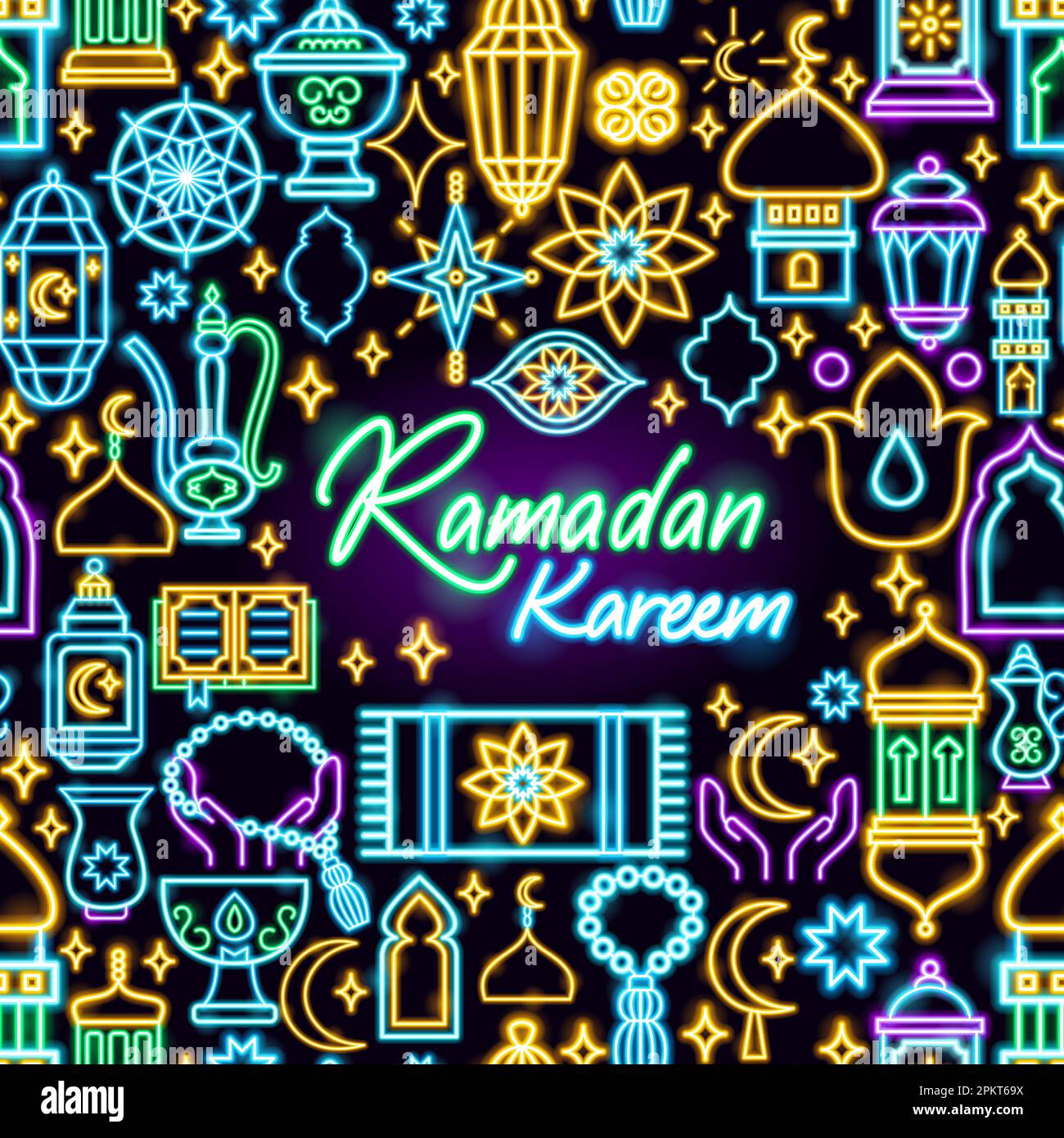 Ramadan Kareem Neon Frame Stock Vector Image & Art - Alamy