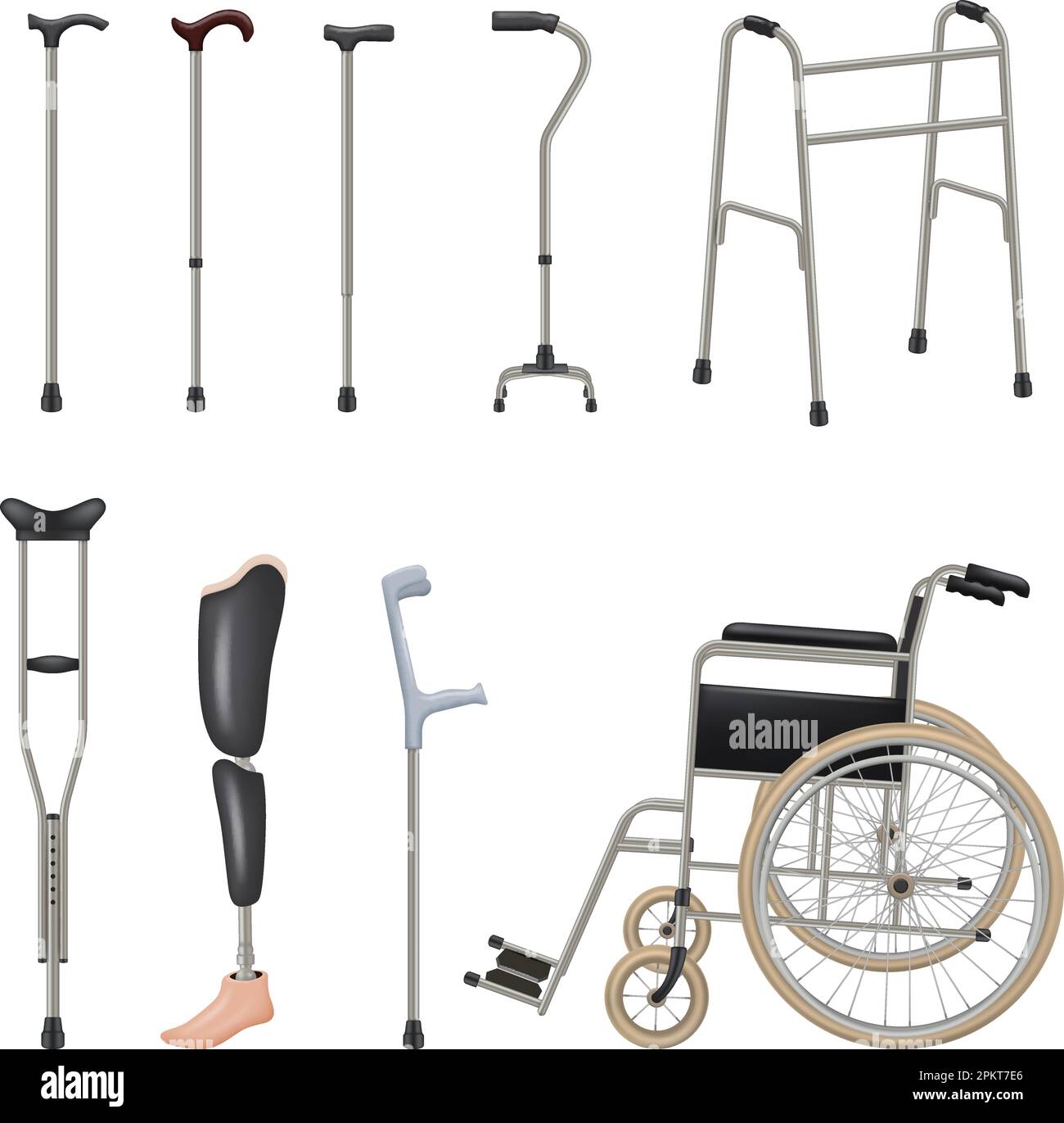 Wheelchairs. Rehabilitation tools for disabled person decent vector