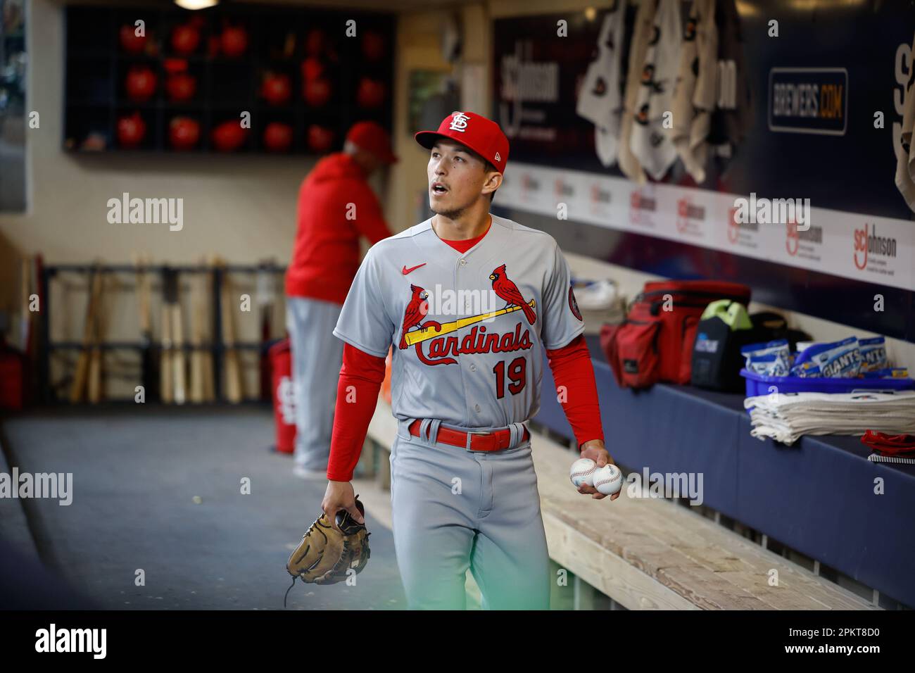April 8, 2023: St. Louis Cardinals shortstop Tommy Edman (19) heads out ...