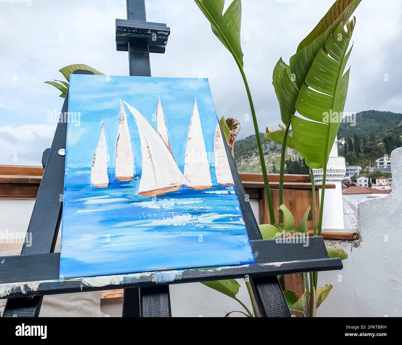 Turkey Marmaris 01.04.2023 Painting masterclass. Art party in
