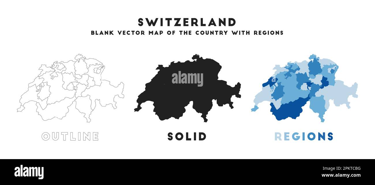 Switzerland map. Borders of Switzerland for your infographic. Vector country shape. Vector illustration. Stock Vector