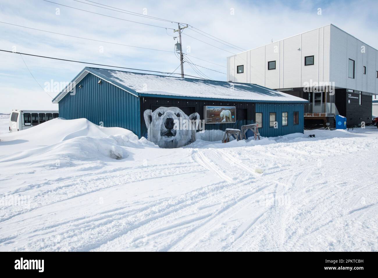 Polar bear mural in downtown Churchill, Manitoba, Canada Stock Photo