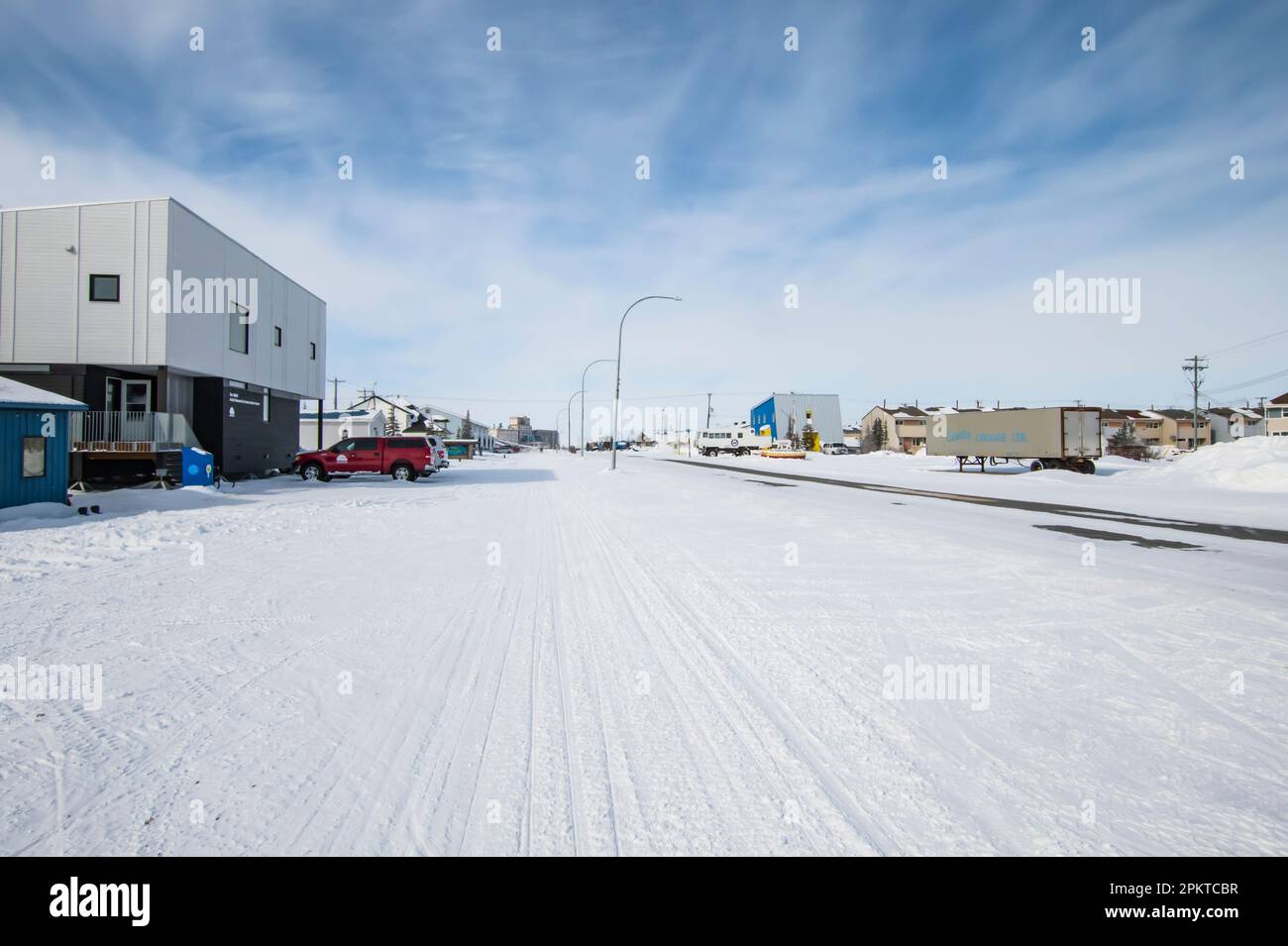 Kelsey Boulevard in downtown Churchill, Manitoba, Canada Stock Photo