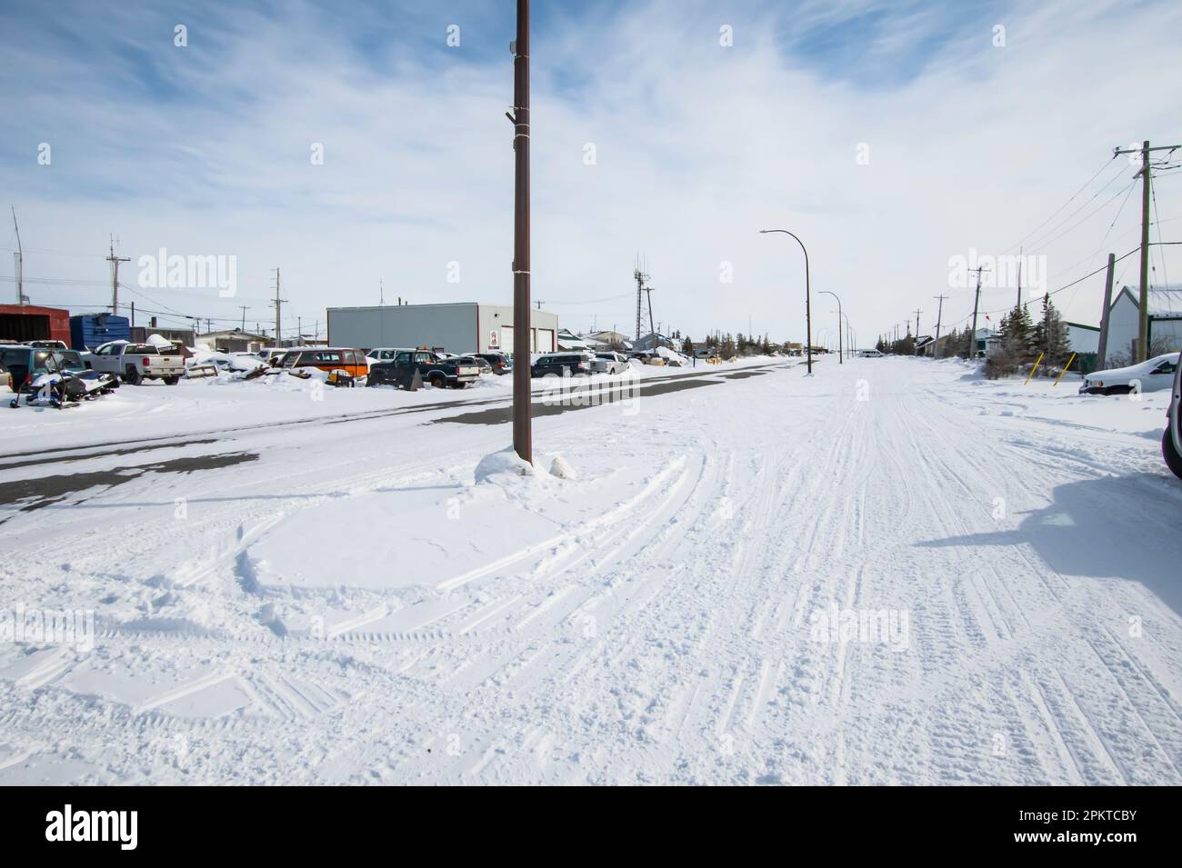 Kelsey Boulevard in downtown Churchill, Manitoba, Canada Stock Photo