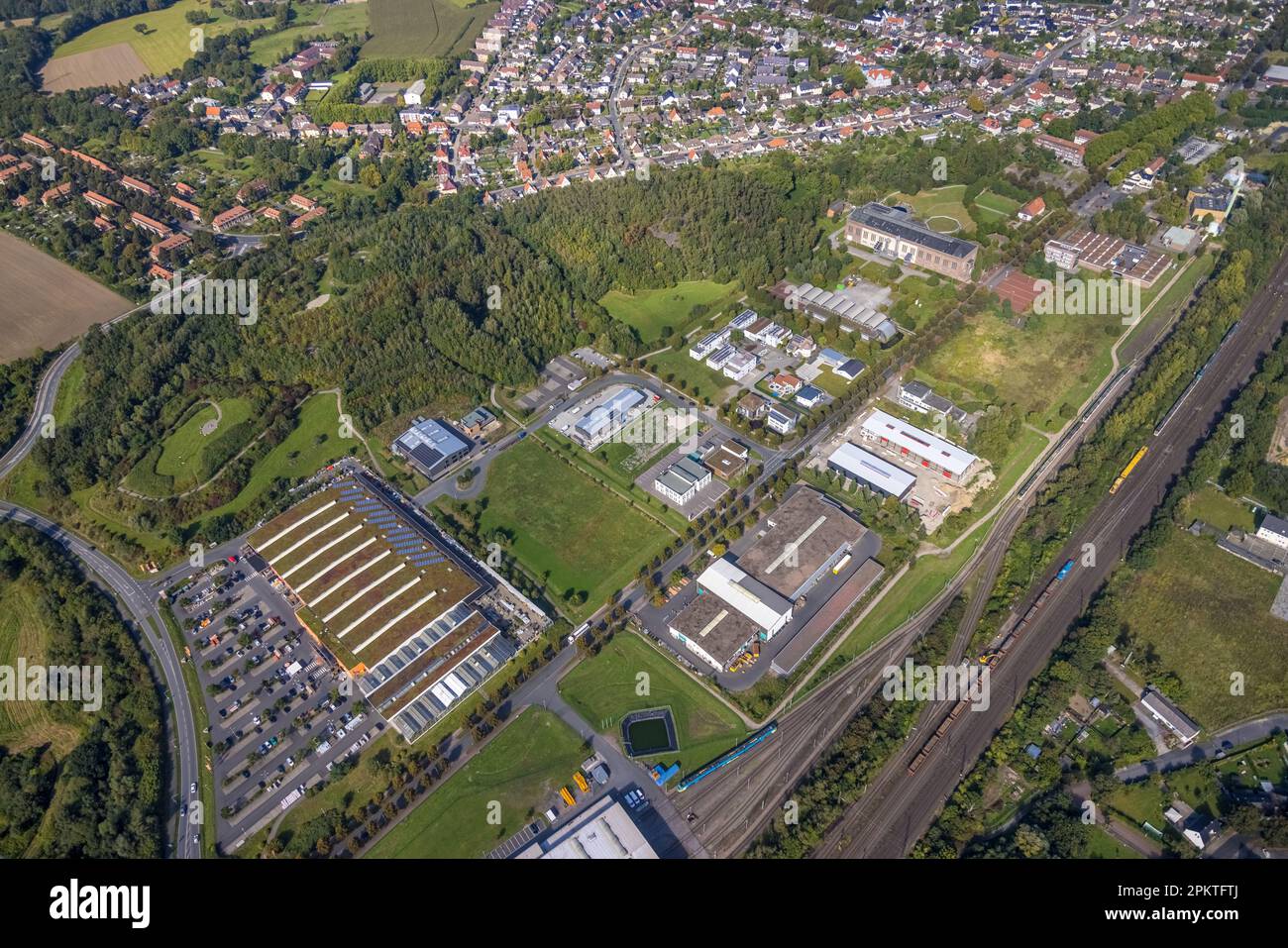 Aerial view, Sachsenweg industrial park in the district of Heessen in