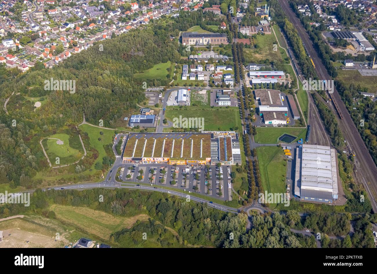 Aerial view, Sachsenweg industrial park in the district of Heessen in