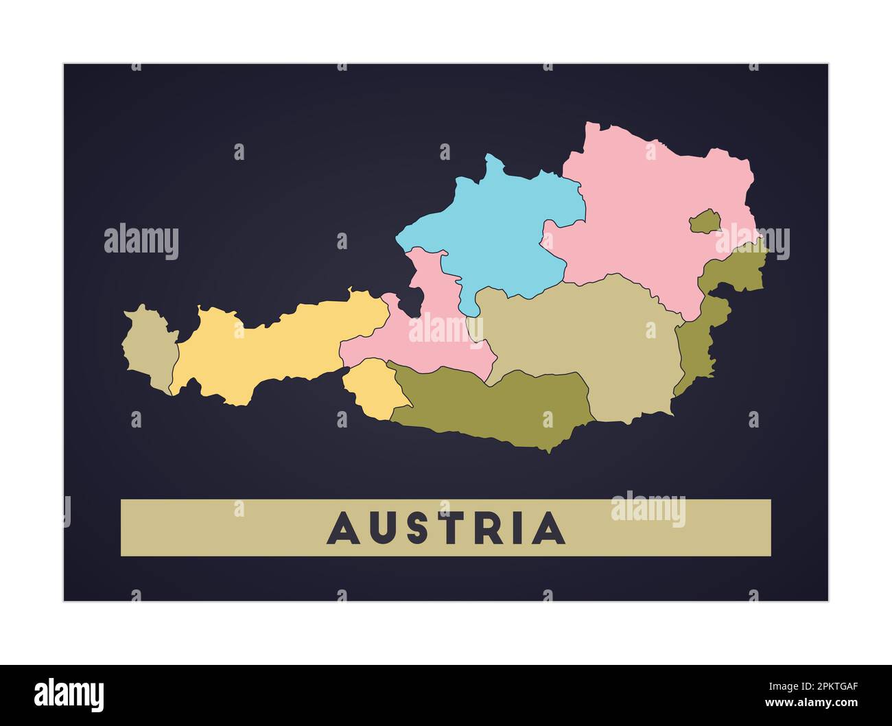 Austria Political Map Austria Map Country Poster With Regions Shape Of Austria With Country Name Neat Vector Illustration 2PKTGAF 