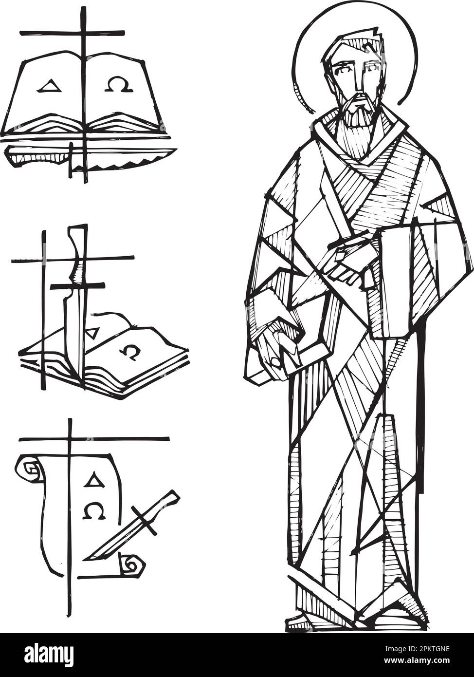 Hand drawn vector illustration or drawing of Saint Bartholomew Stock