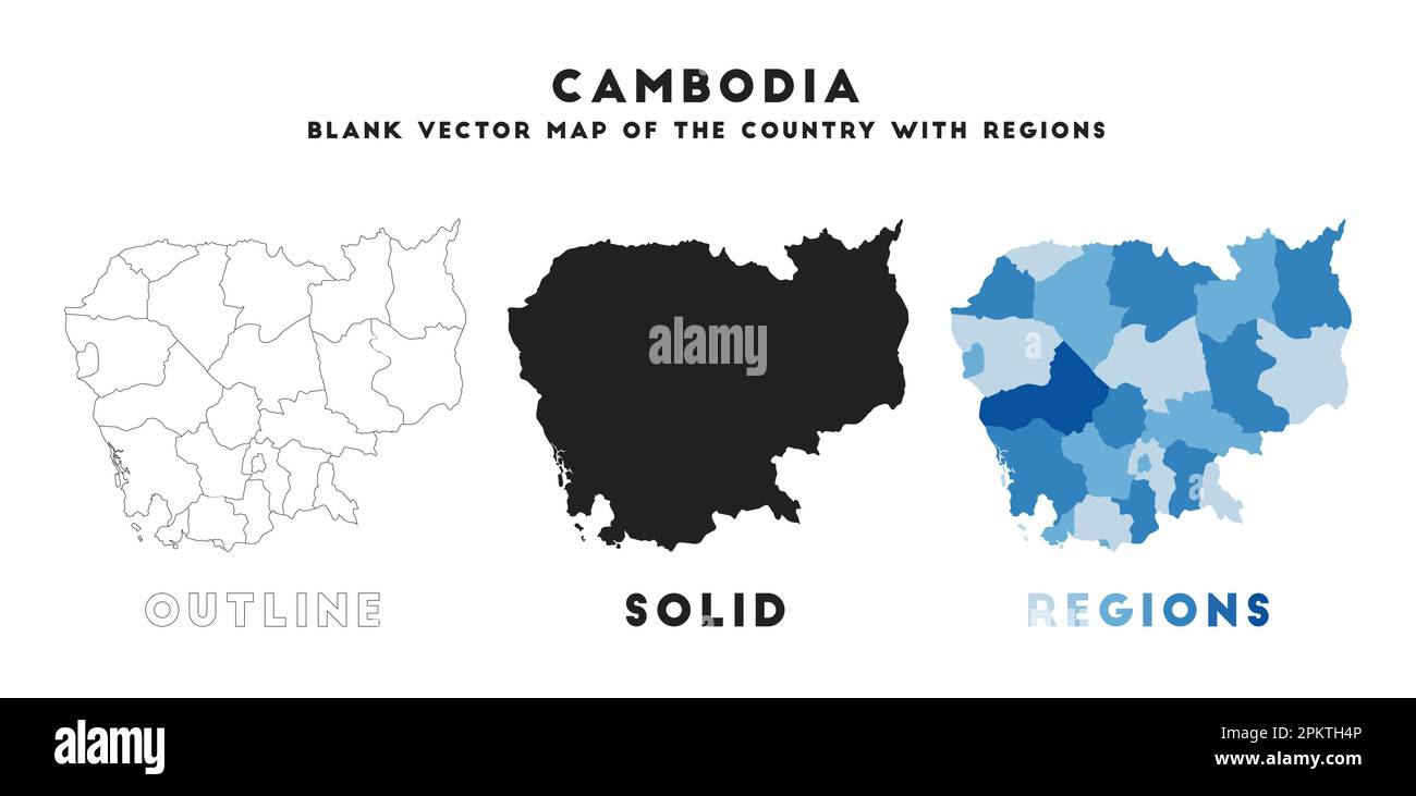 Cambodia map. Borders of Cambodia for your infographic. Vector country