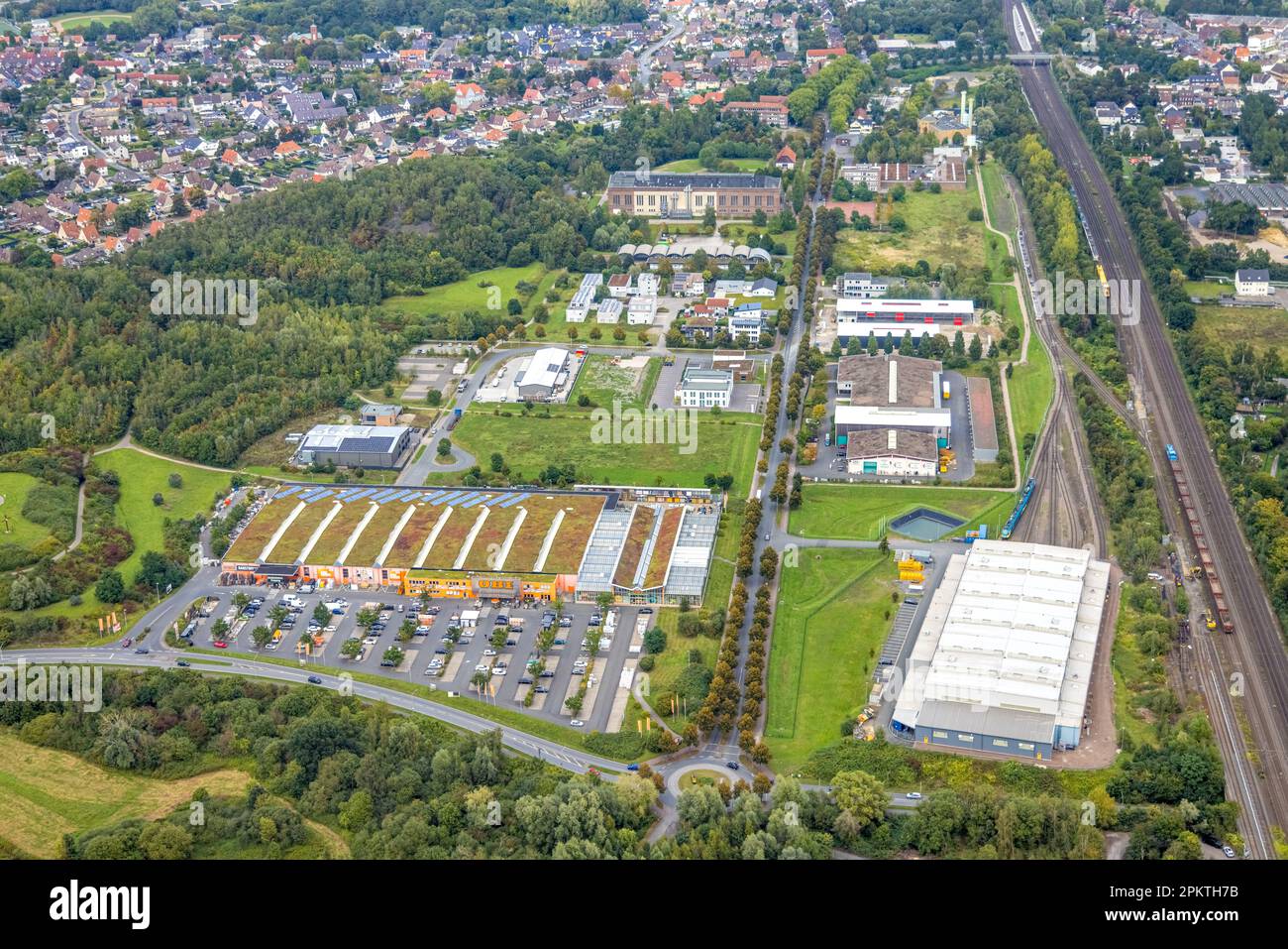 Aerial view, Sachsenweg industrial park in the district of Heessen in