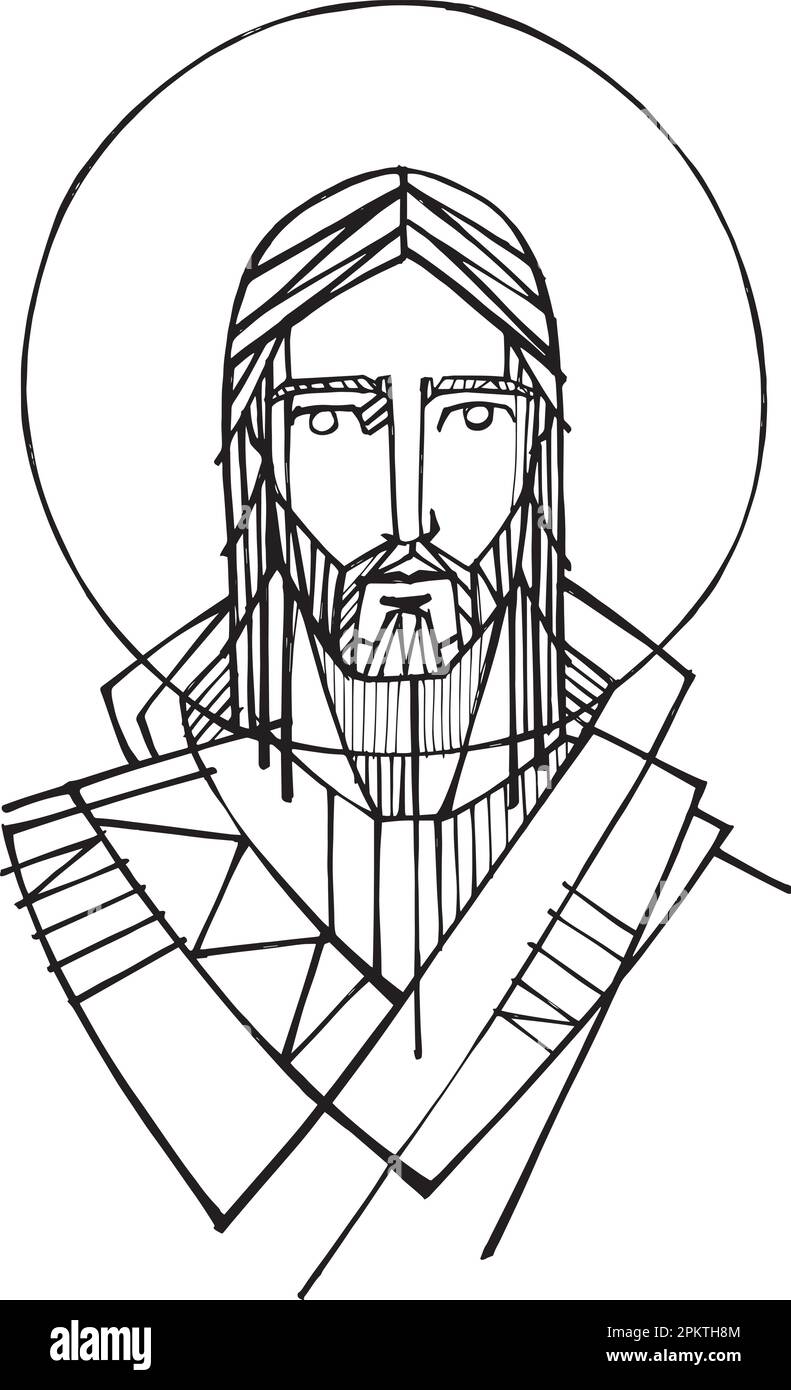 Hand drawn vector illustration or drawing of Christ's Face Stock Vector ...