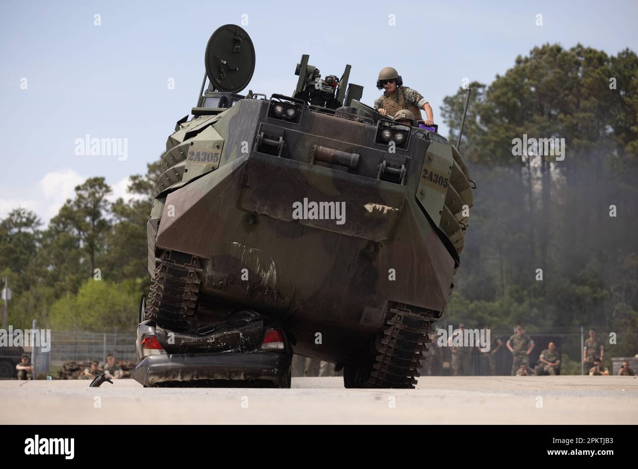 A U.S. Marine Corps AAV7A1 tracked vehicle with 2d Assault Amphibian ...