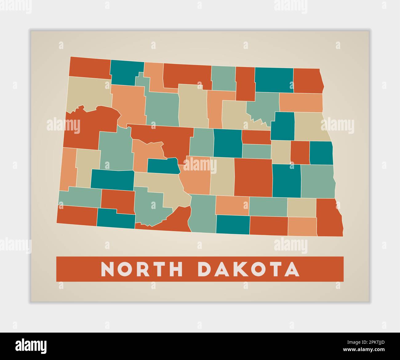 North Dakota poster Map of the - North Dakota Poster Map Of The Us State With Colorful Regions Shape Of North Dakota With Us State Name Charming Vector Illustration 2PKTJJD 