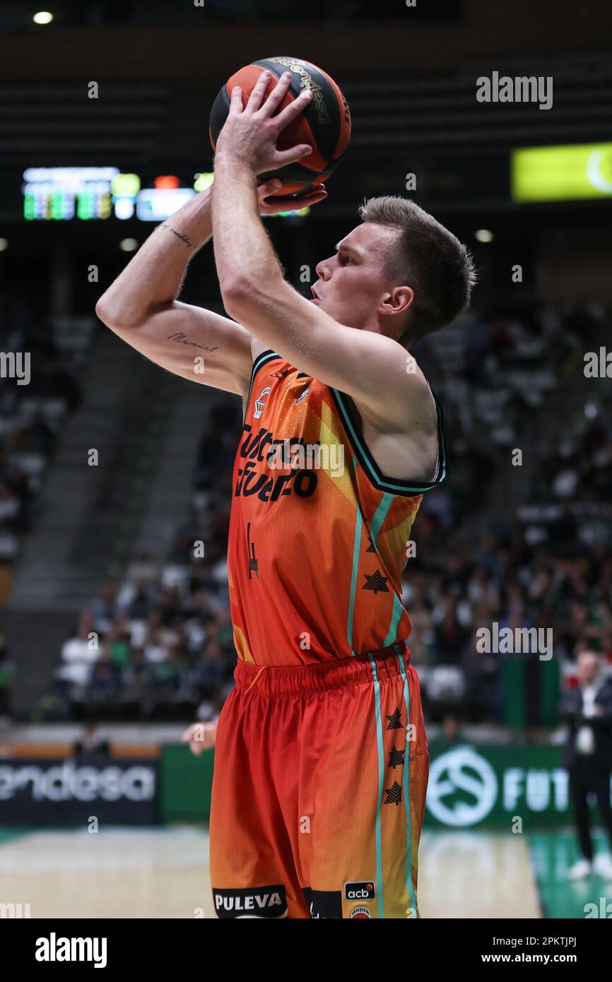 BADALONA, SPAIN - APRIL 9: Martin Hermannsson of Valencia Basket during the ACB Liga Endesa match between Joventut Badalona and Valencia Basket at the Palau Municipal D´Esports de Badalona on April 9, 2023 in Badalona, Spain (Photo by David Ramirez/DAX Images) Stock Photo