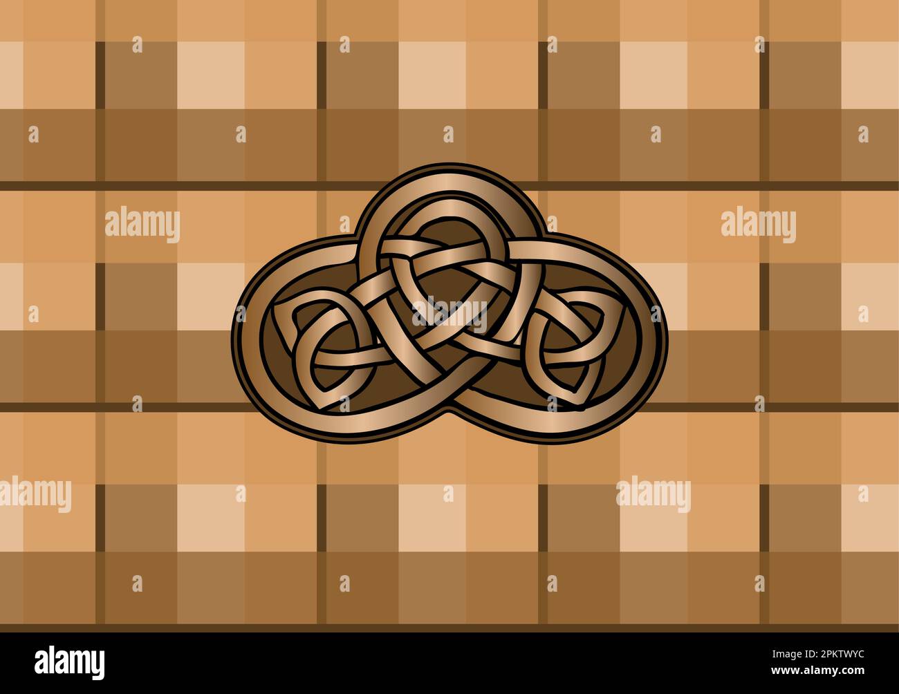 celtic vector illustration, Celtic brooch on tartan Stock Vector