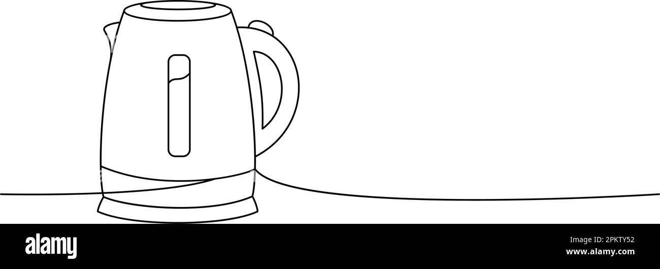 Electric kettle one line continuous drawing. Kitchen tools continuous one line illustration
