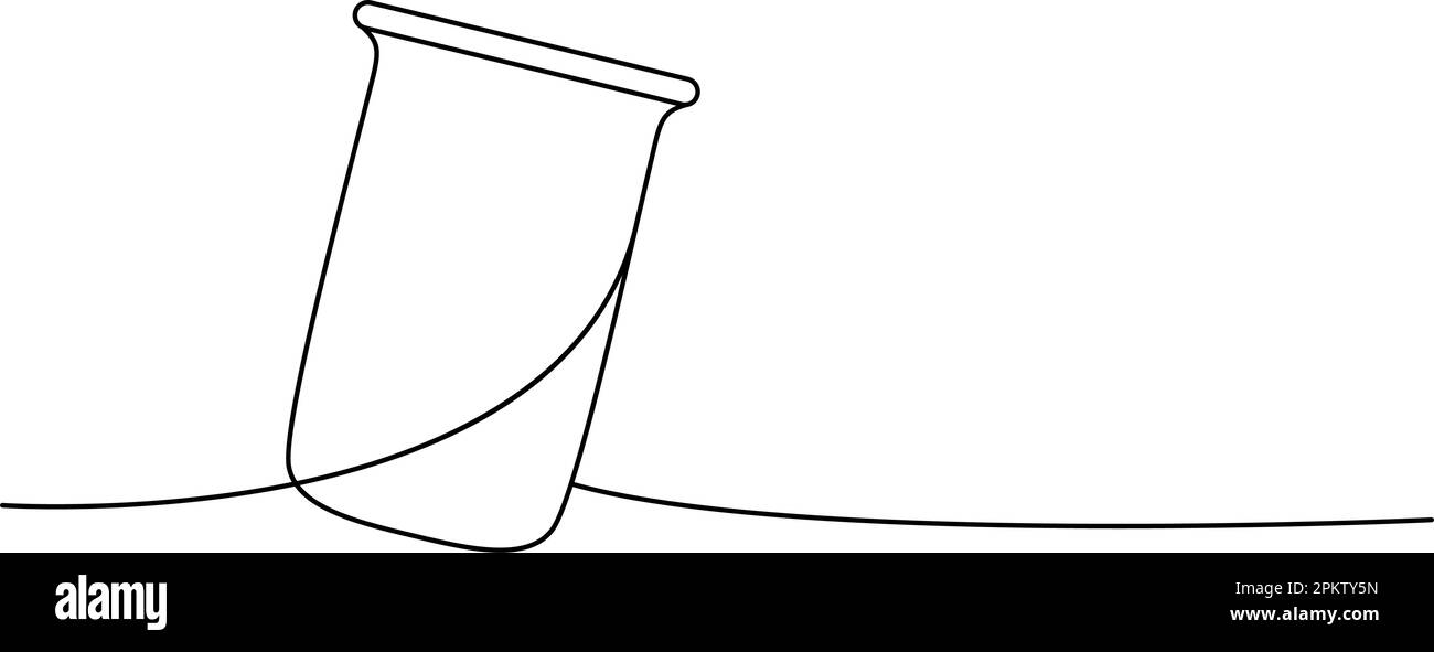 Chemical glass beaker one line continuous drawing. Laboratory glass