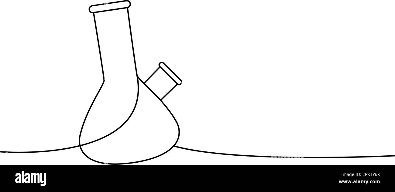 Buchner flask one line continuous drawing. Laboratory glass equipment