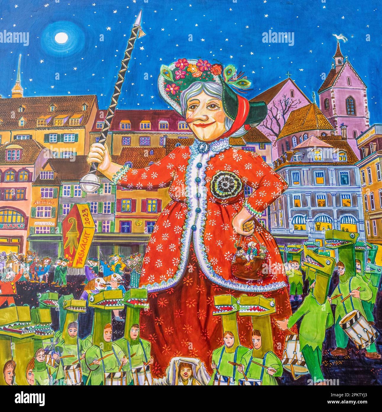 handpainted parade lantern at the Basel carnival  in Switzerland Stock Photo