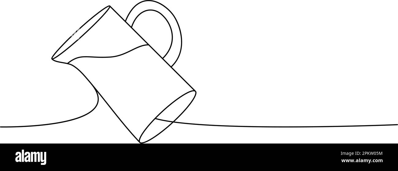 Glass jug, milk jug one line continuous drawing. Empty glass or