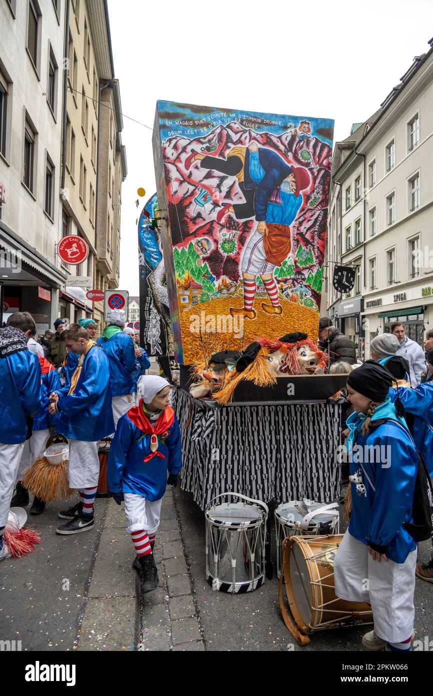 clique preparing float for the Fasnacht parade Stock Photo