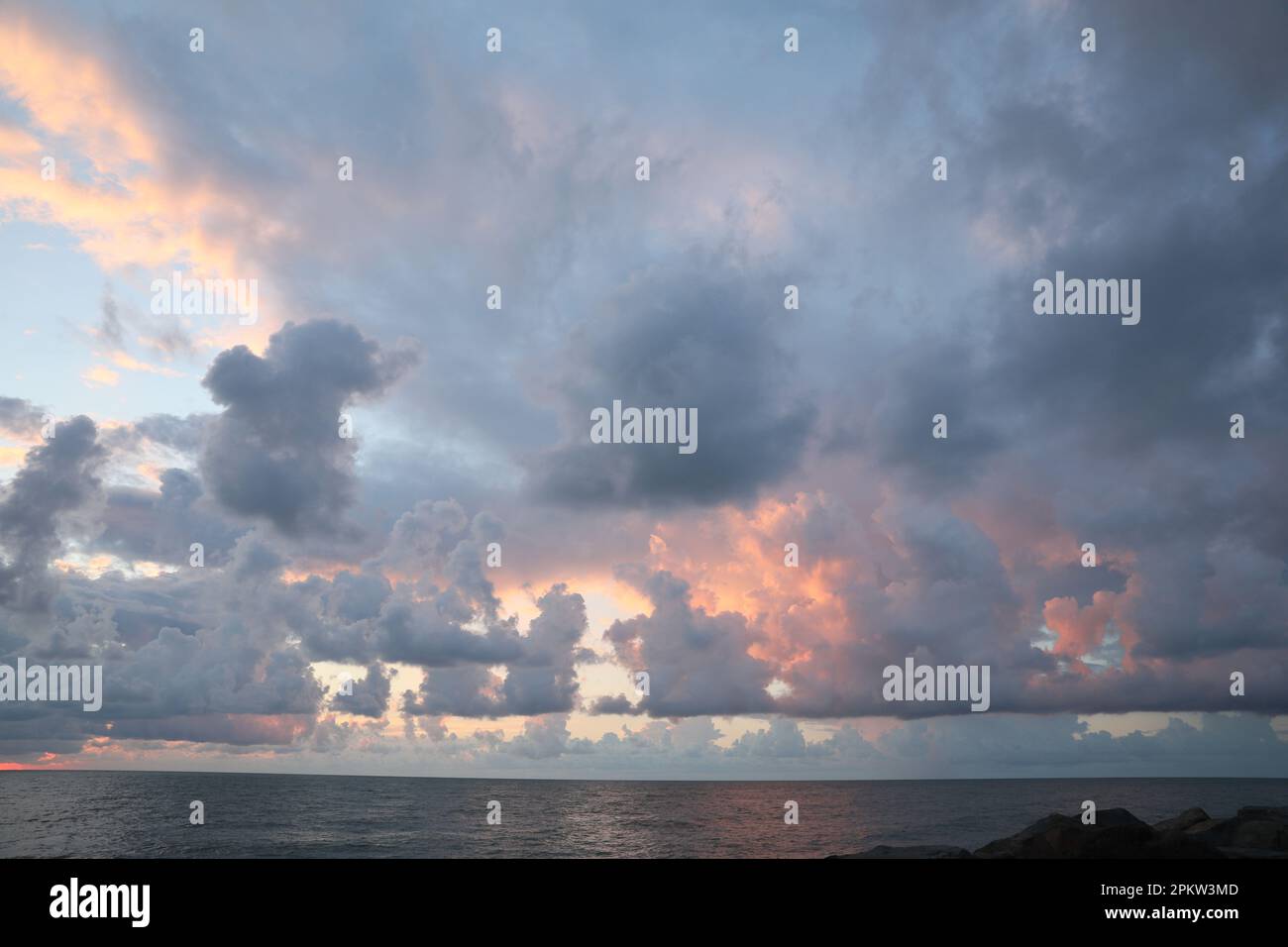 Picturesque view of sky with beautiful clouds over sea Stock Photo - Alamy
