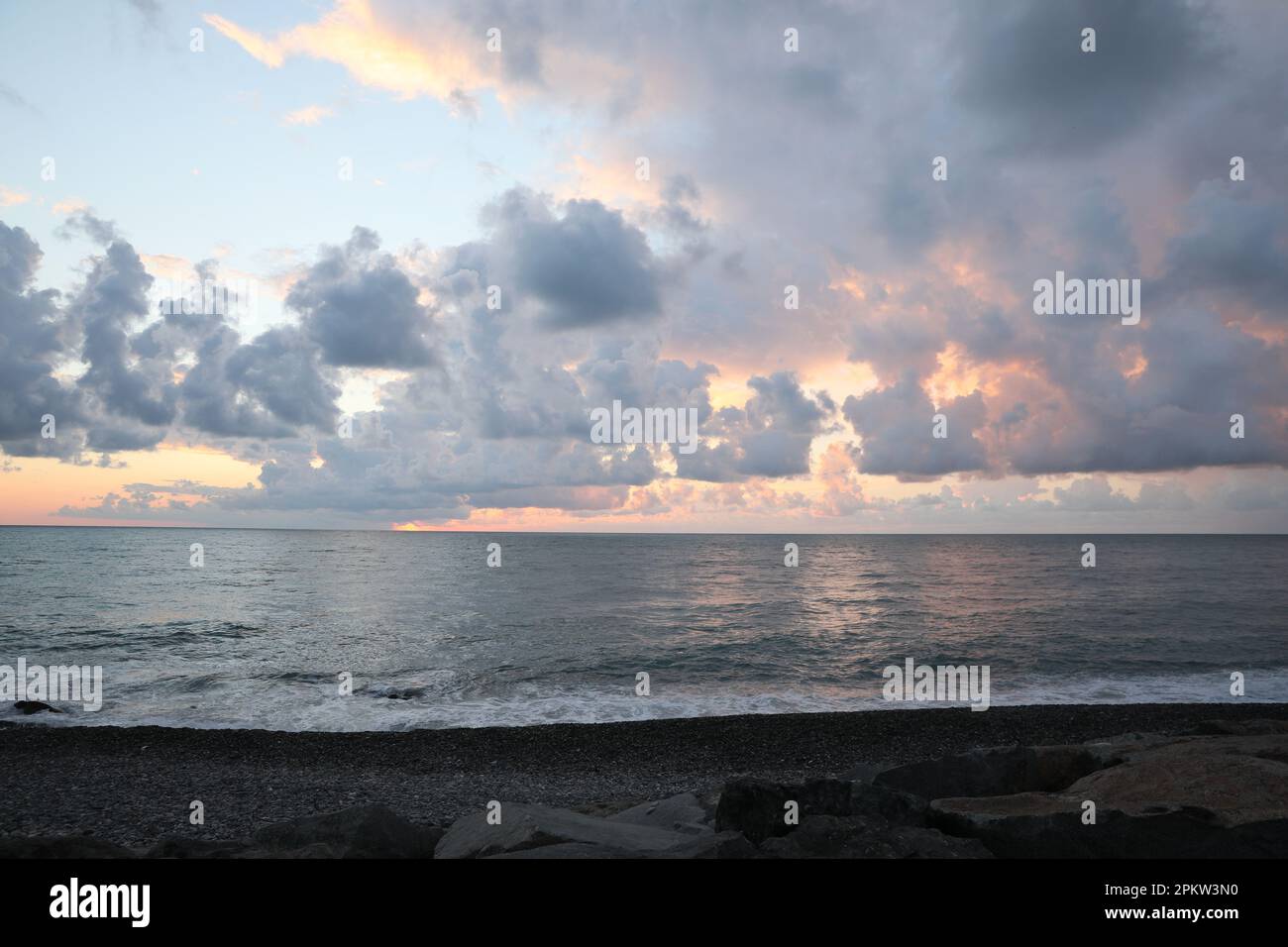 Picturesque view of sky with beautiful clouds over sea Stock Photo - Alamy