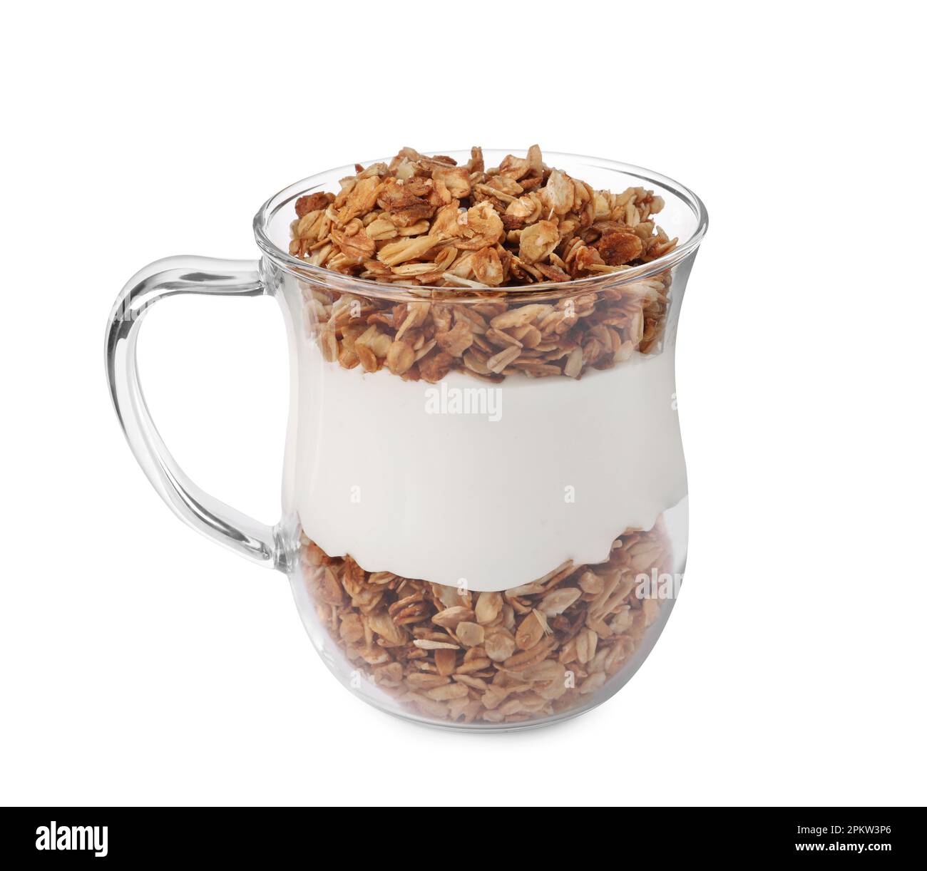 Cup of yogurt with granola isolated on white Stock Photo Alamy