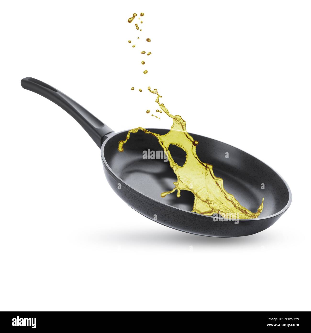 Frying Pan And Splashing Cooking Oil On White Background Stock Photo frying-pan-and-splashing-cooking-oil-on-white-background-stock-photo