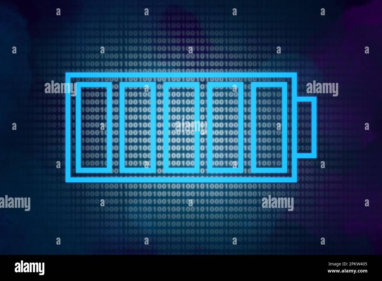 Fully charged battery on color background. Illustration Stock Photo