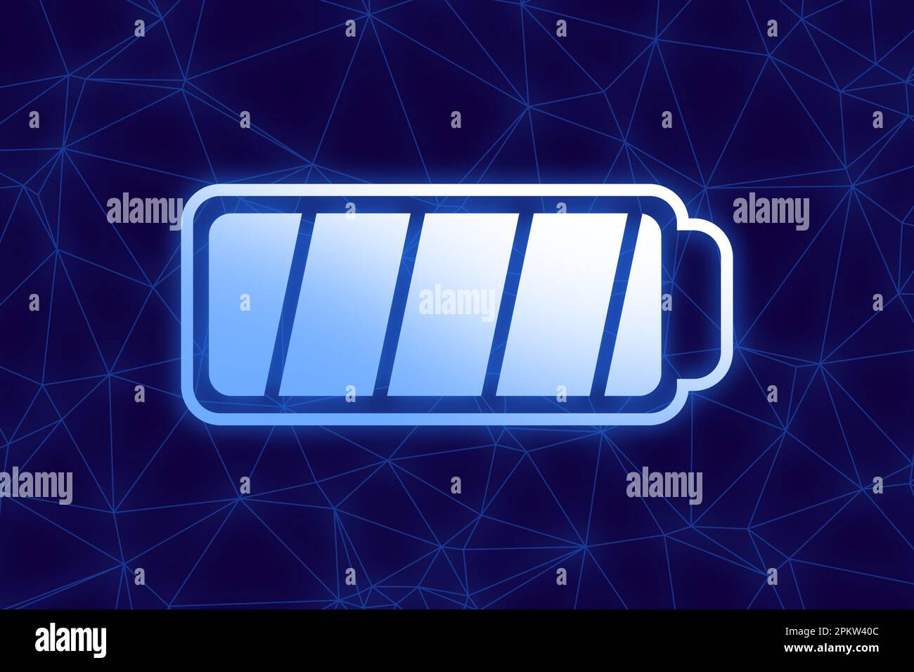 Fully charged battery on blue background. Illustration Stock Photo Alamy