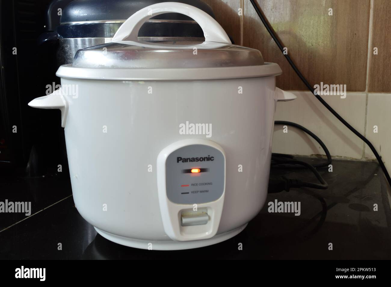 Selangor, Malaysia: January 2nd, 2022- View of Panasonic electric rice cooker Stock Photo