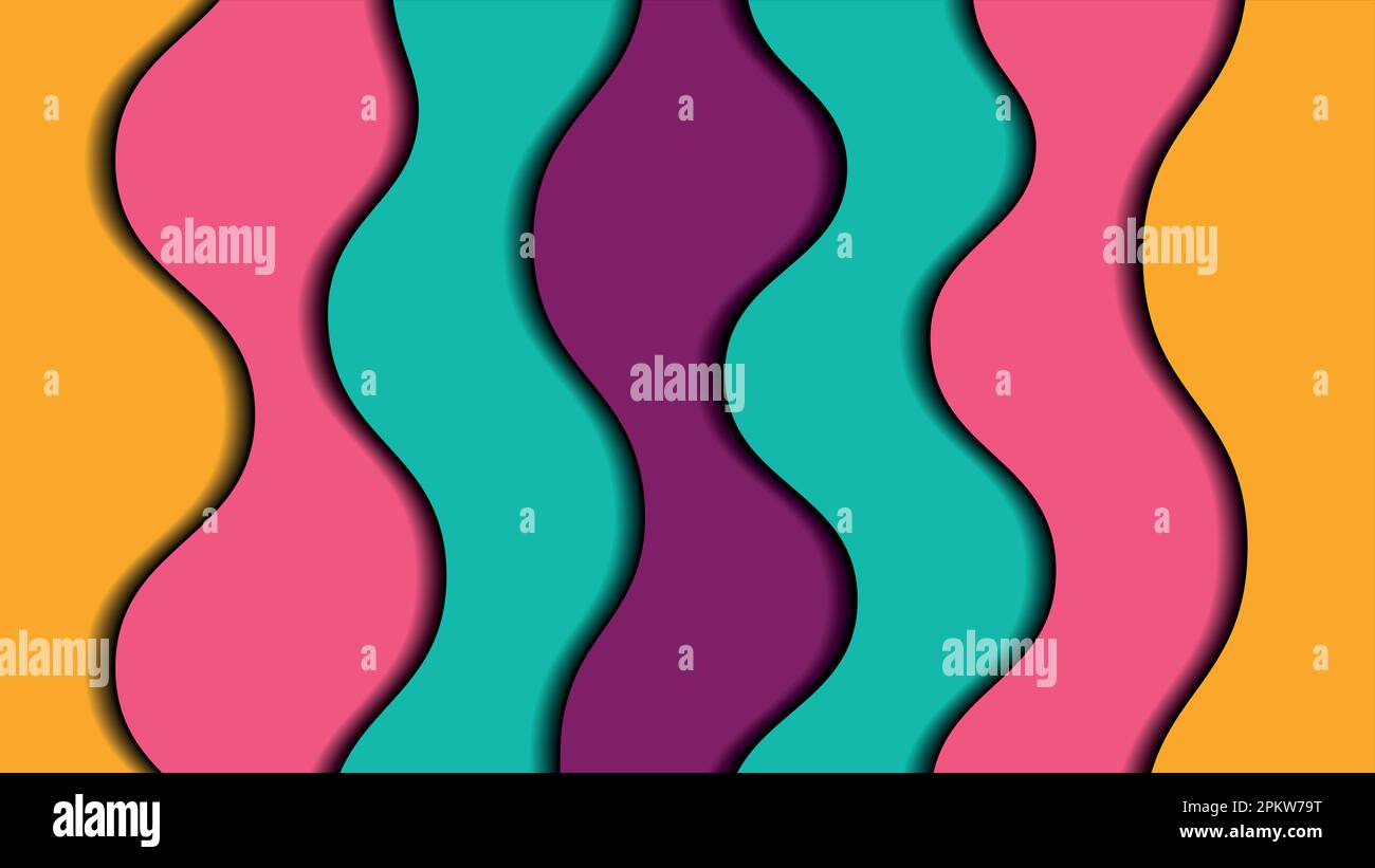 Multi layers colorful wavy overlap 3d paper carve cut out style shapes ...