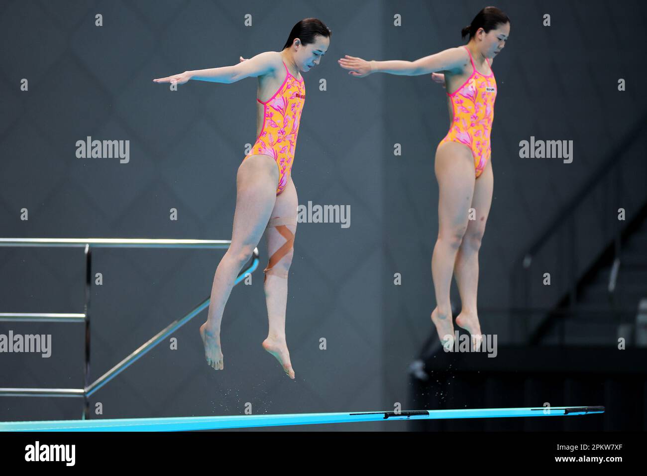 Synchronised Springboard Tokyo, Japan. 7th Apr, 2023. Yuka Mabuchi & Haruka Enomoto Diving ...
