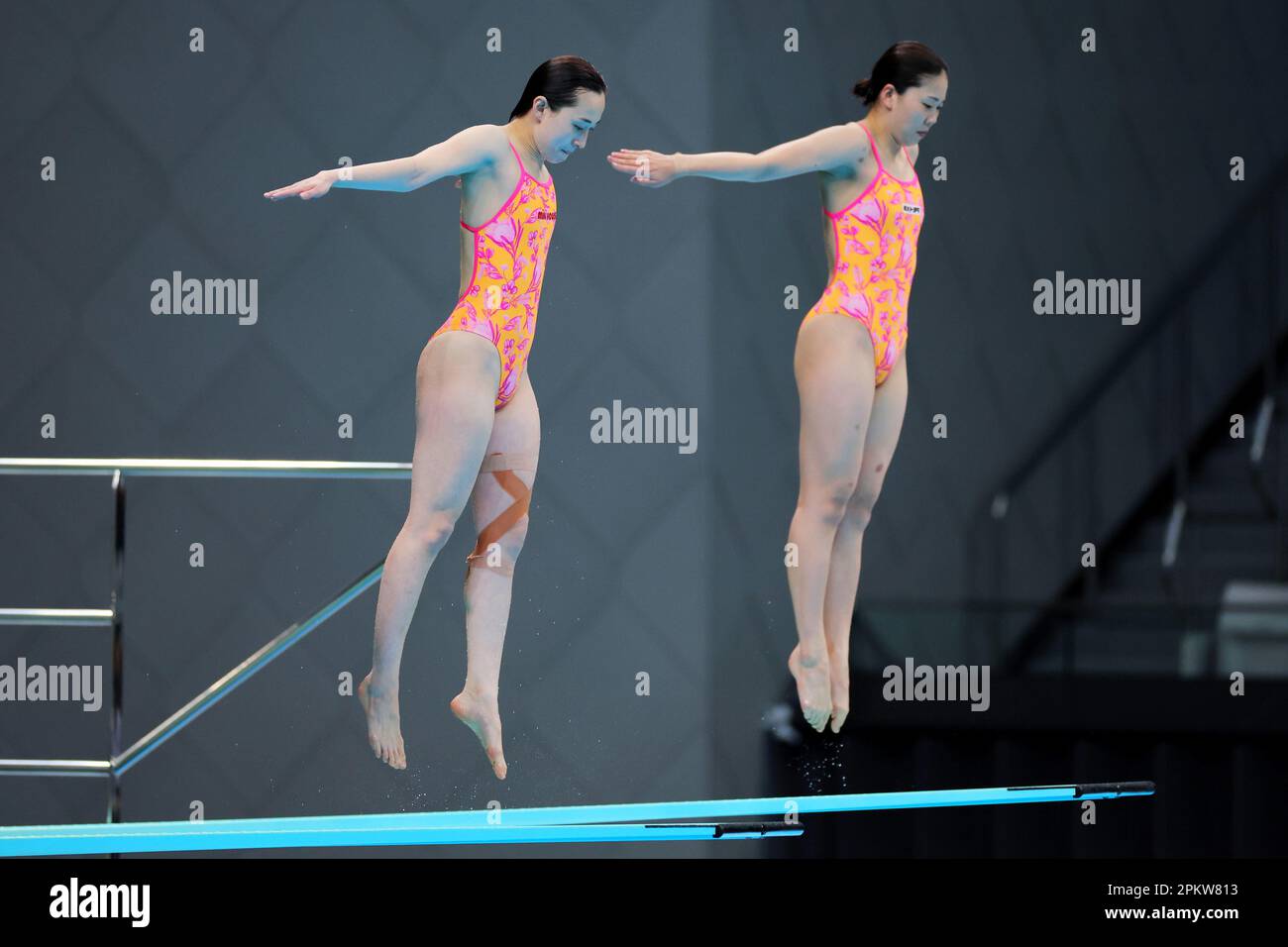 Synchronised Springboard Tokyo, Japan. 7th Apr, 2023. Yuka Mabuchi & Haruka Enomoto Diving ...