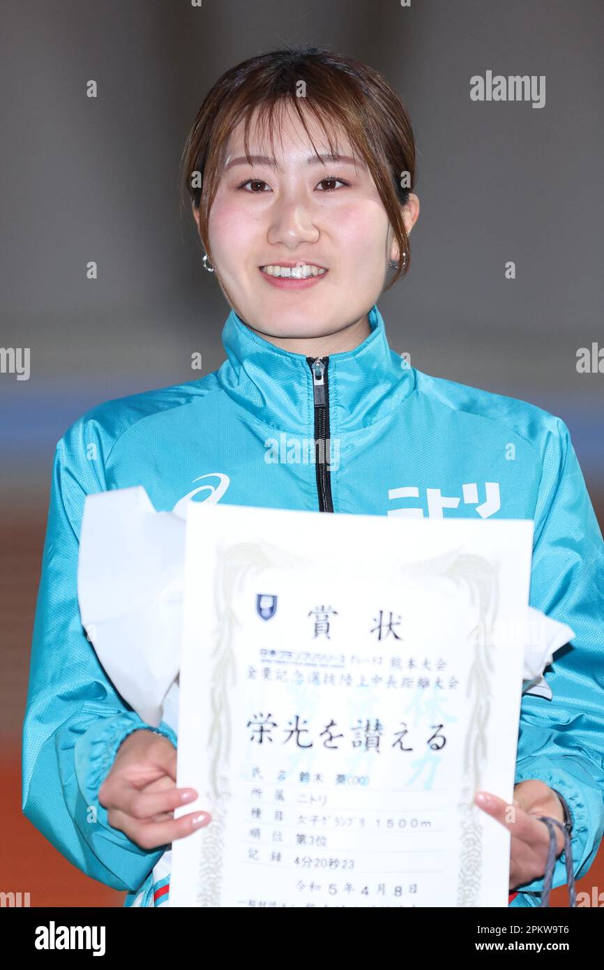 Kumamoto, Japan. 8th Apr, 2023. Aoi Suzuki Athletics : The 31st Kanaguri  Memorial Distance Women's 1500m Award Ceremony at Egao Kenko Stadium in  Kumamoto, Japan . Credit: Naoki NishimuraAFLO SPORTAlamy Live News