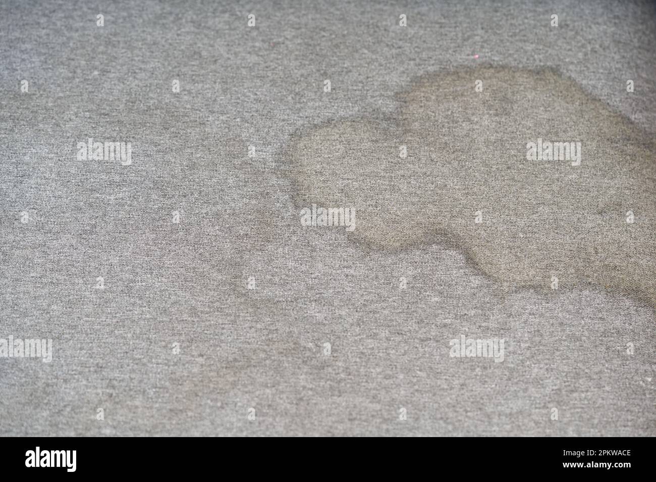 Dirty, stain, blot, fleck of water on the fabric, textile sofa. Dirty