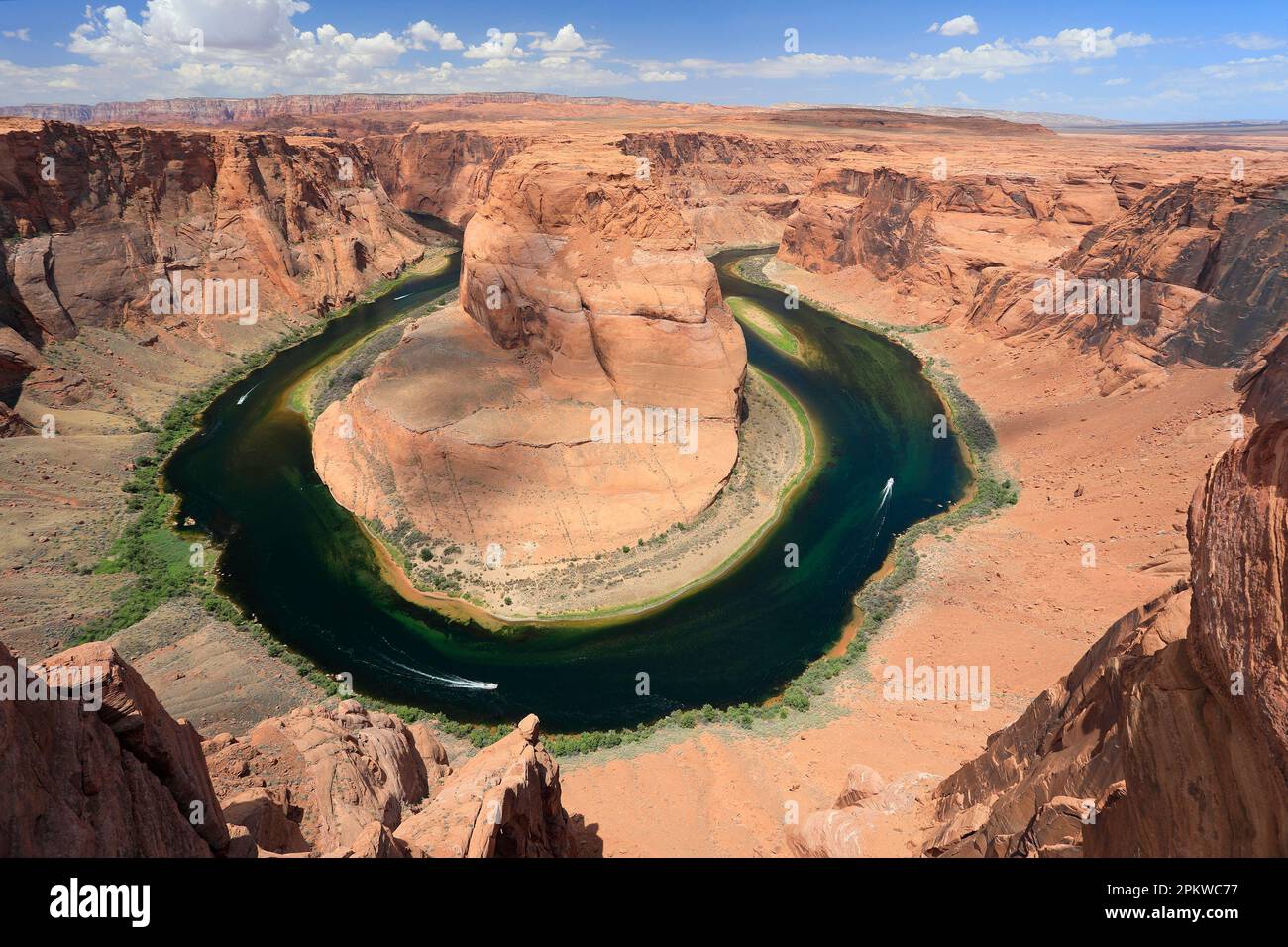 Horseshoe Bend on the Colorado River near Page Arizona on sunny late morning Stock Photo