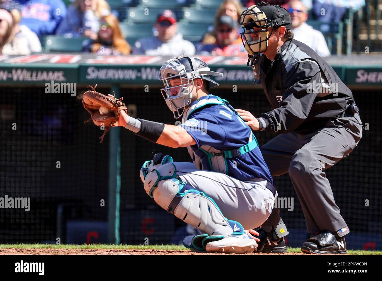 CLEVELAND, OH APRIL 09 Seattle Mariners catcher Cal Raleigh (29) and