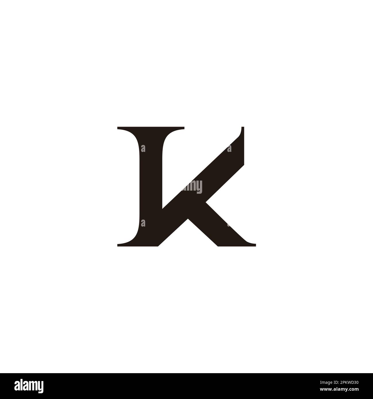 letter vk linked serif font logo vector Stock Vector