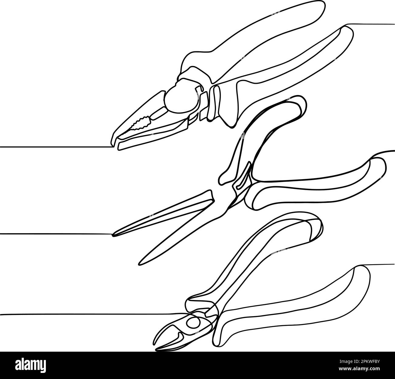 Pliers for craftsmen. Tools on a black and white background. Pliers