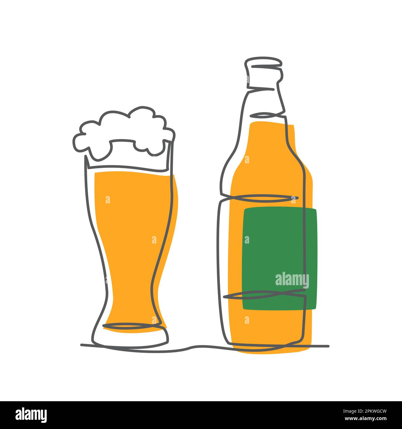 Beer One line drawing on white background Stock Vector Image & Art Alamy