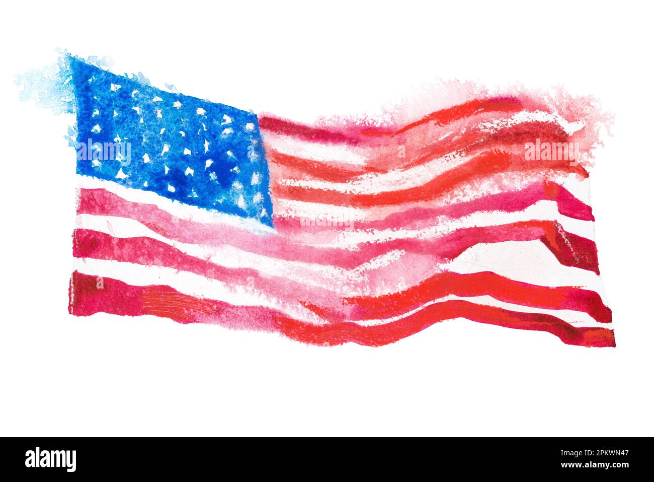 USA, american flag. United States of America. Hand drawn watercolor ...
