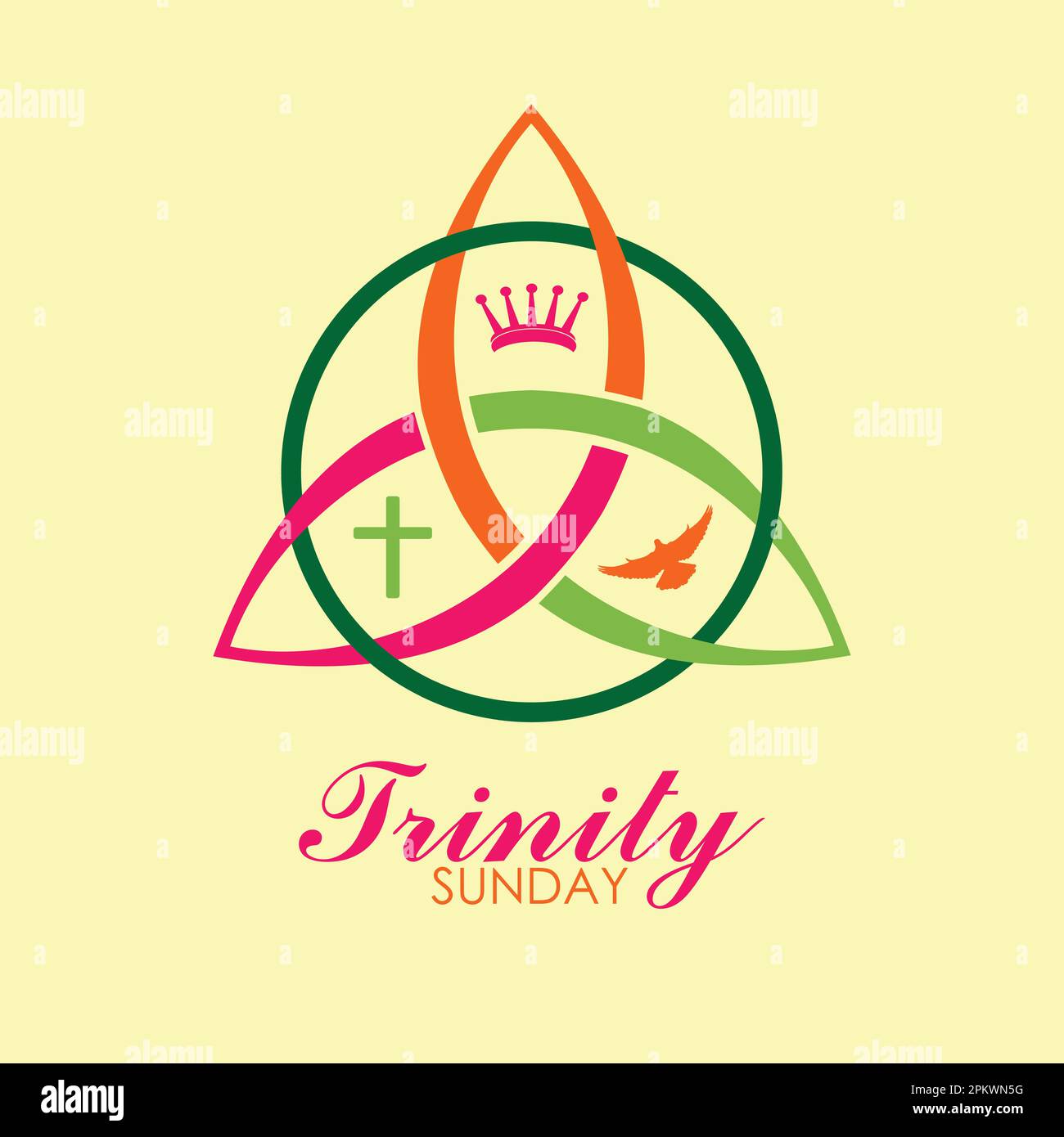 Trinity Sunday, colourfull text religious trinity symbol, modern background vector illustration for Poster, card and banner Stock Vector