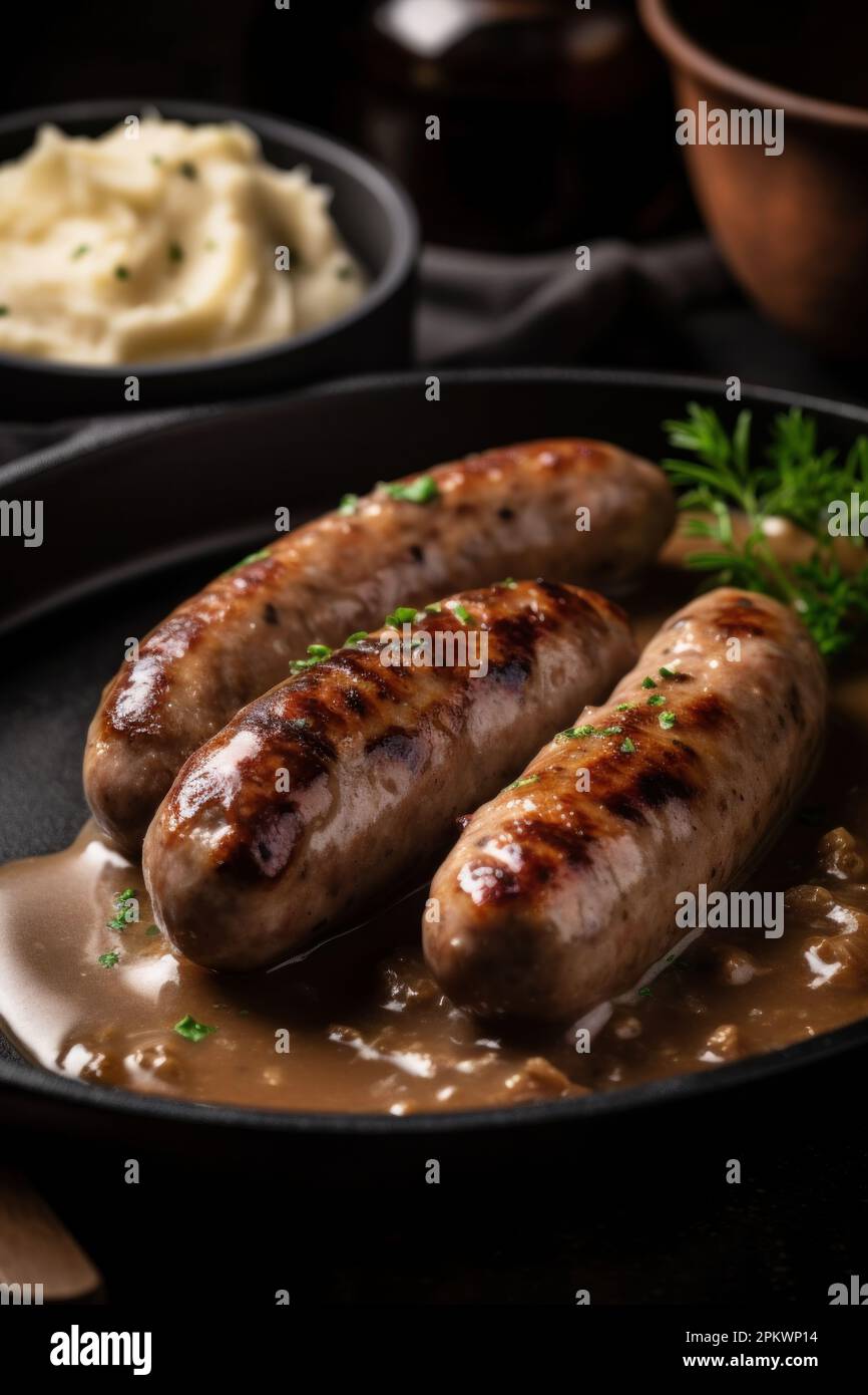 Collection of different types of German pork and veal sausages with