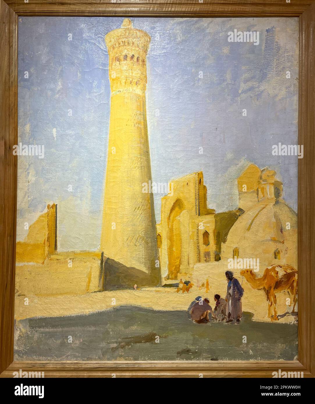 A painting by PP Benkov, titled, Kalyan Minaret, Bukhara, 1929. At the ...