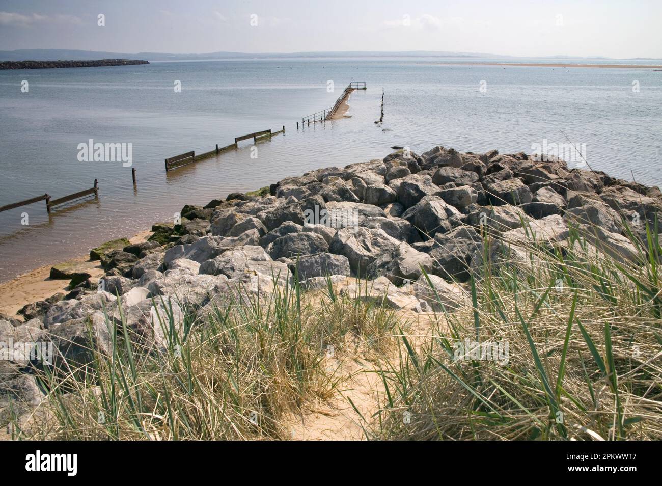 sandy beach and sand dunes at haverigg on the cumbria coast england